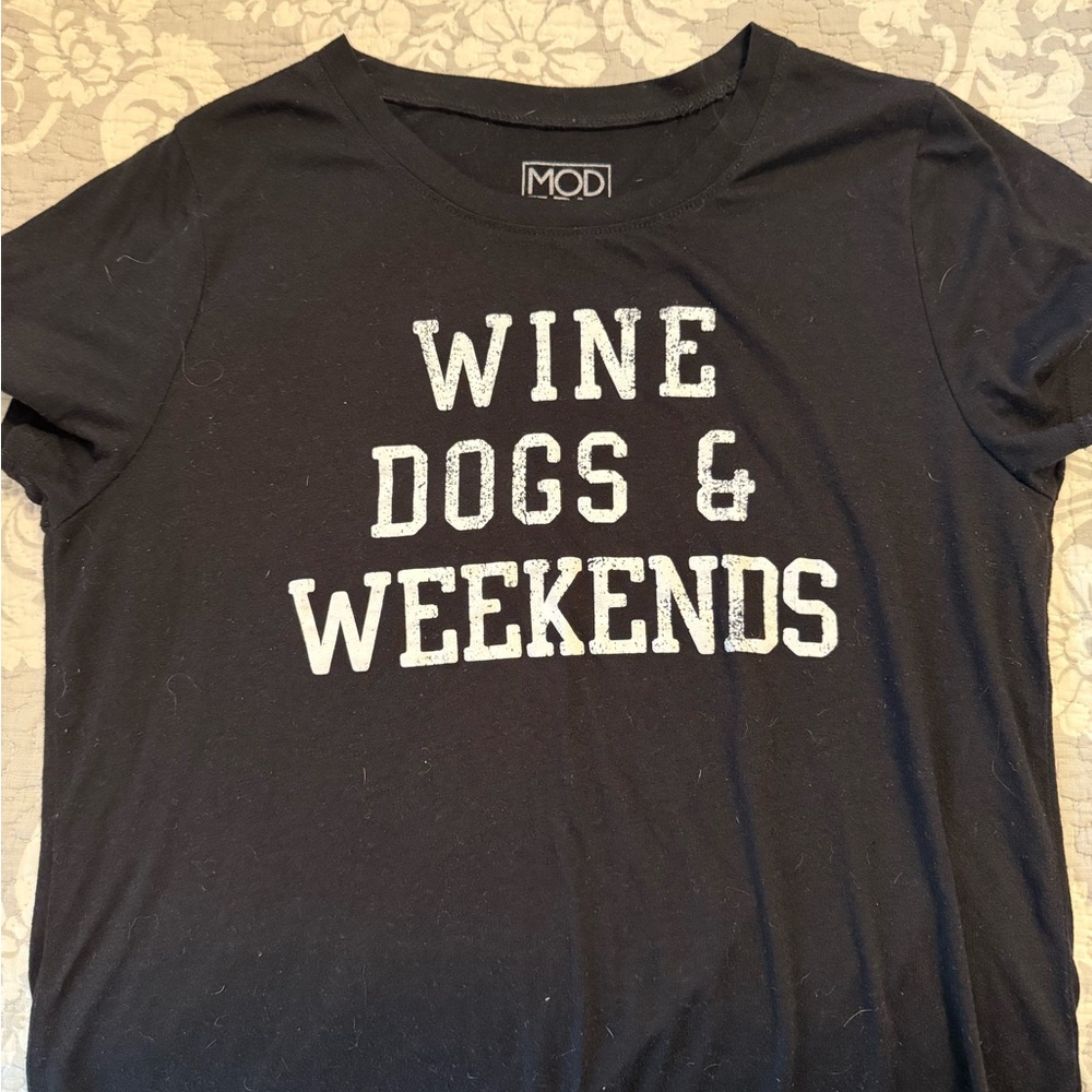 Modern Lux Black 'Wine Dogs & Weekends' T-Shirt